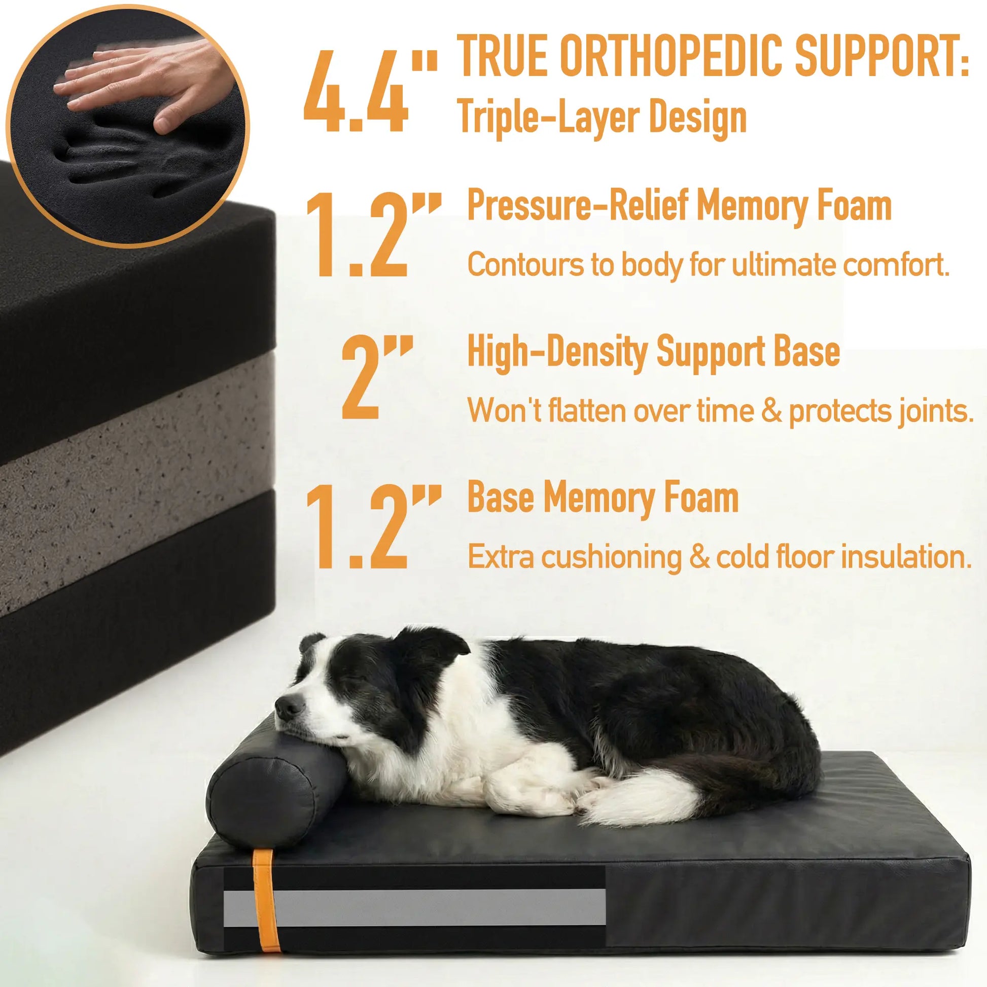 Luxurious 3-in-1 Orthopedic Dog Bed Bundle - Waterproof Leather, Cozy Corduroy, and Festive Holiday Plaid with Thick Memory Foam Support (36"x24")