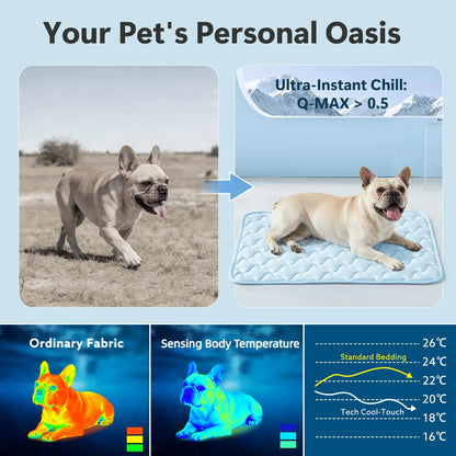 MIXJOY Instant Cooling Mat for Dogs - Ultra-Effective, Snag Resistant & Machine Washable - Perfect for Indoor, Outdoor & Travel Use - Cool Blue #SummerEssentials