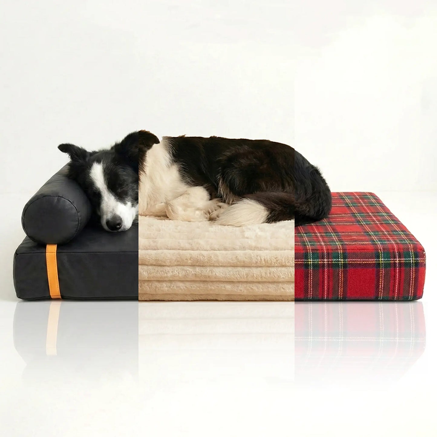 Luxurious 3-in-1 Orthopedic Dog Bed Bundle - Waterproof Leather, Cozy Corduroy, and Festive Holiday Plaid with Thick Memory Foam Support (36"x24")