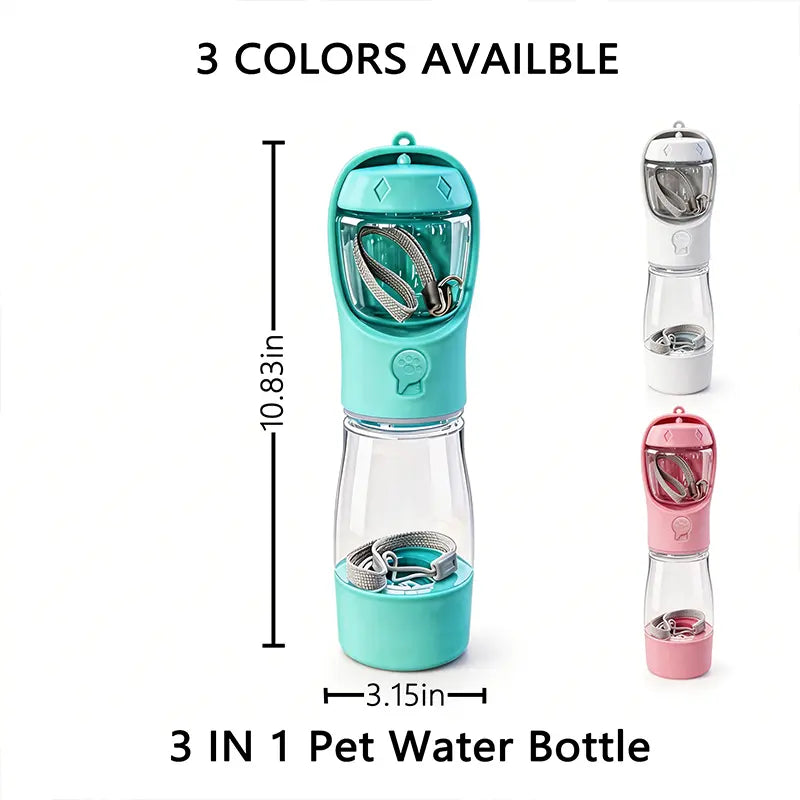 Ultimate 3-in-1 Leak-Proof Pet Water Bottle - 20 Oz Travel Container with Built-In Poop Bag Dispenser for Dogs - Ideal for Hiking & Outdoor Adventures!