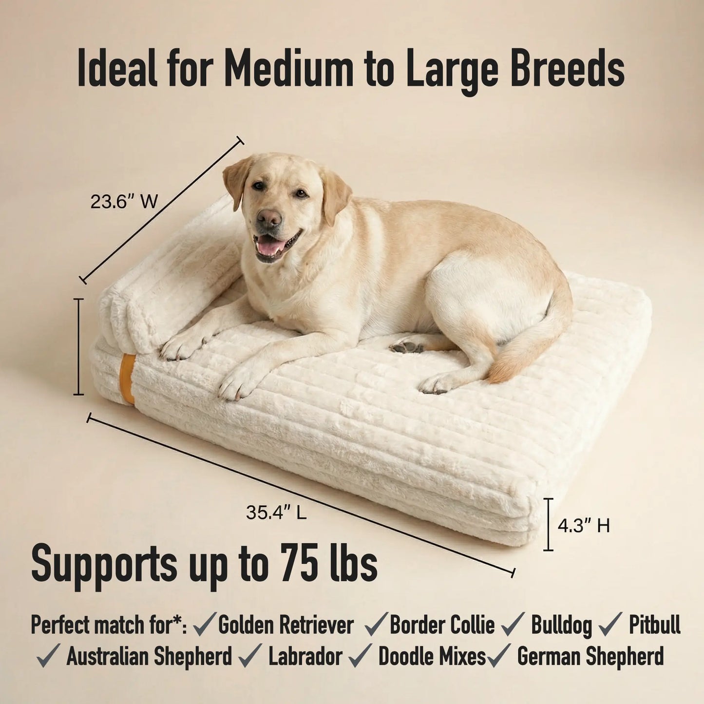 Luxurious 3-in-1 Orthopedic Dog Bed Bundle - Waterproof Leather, Cozy Corduroy, and Festive Holiday Plaid with Thick Memory Foam Support (36"x24")