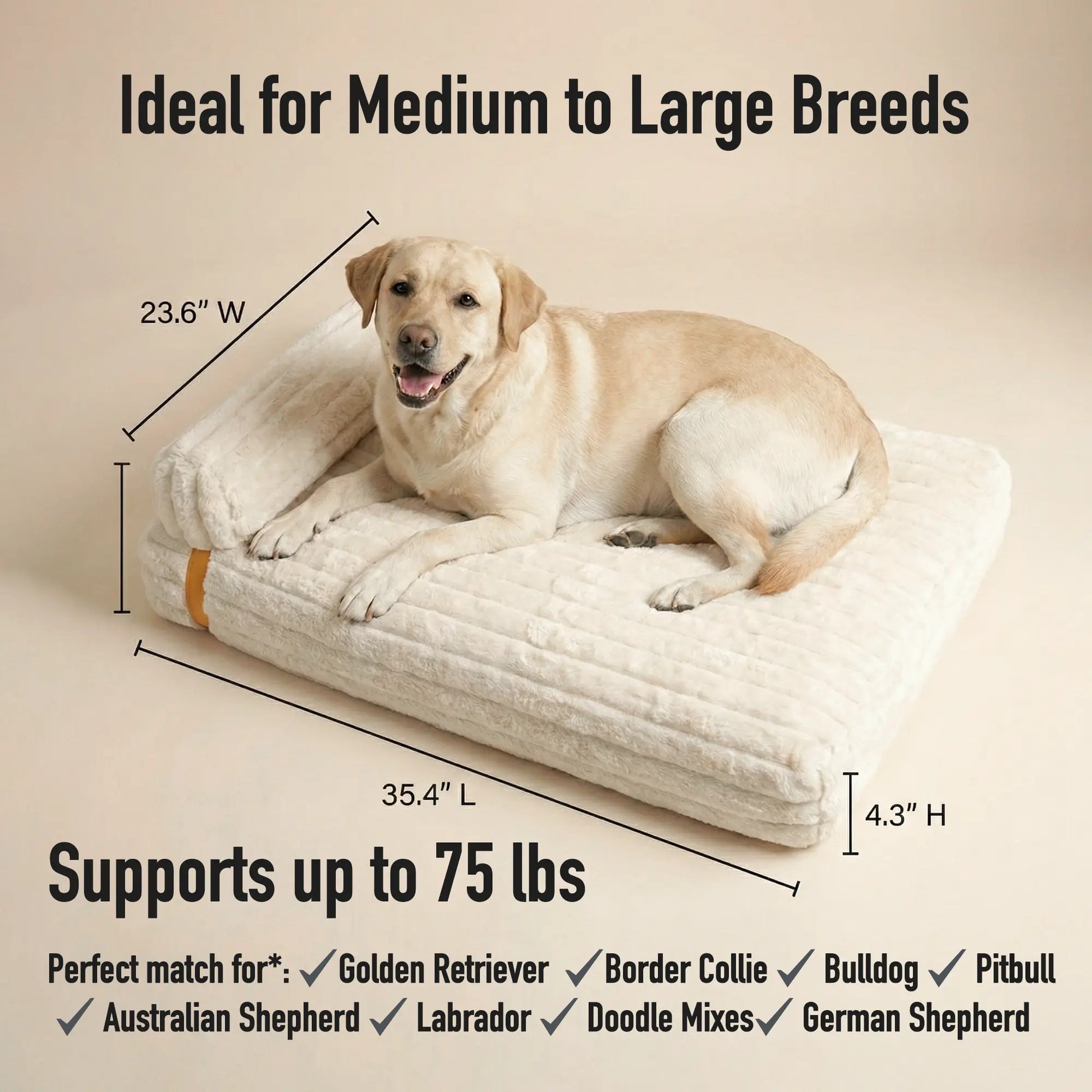 Luxurious 3-in-1 Orthopedic Dog Bed Bundle - Waterproof Leather, Cozy Corduroy, and Festive Holiday Plaid with Thick Memory Foam Support (36"x24")