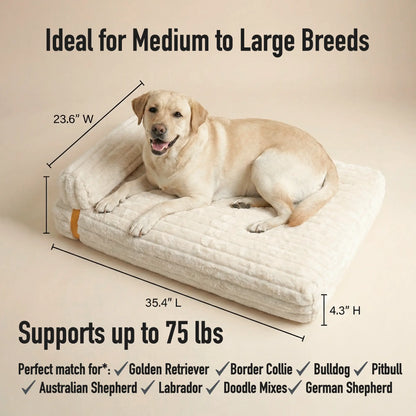 Luxurious 3-in-1 Orthopedic Dog Bed Bundle - Waterproof Leather, Cozy Corduroy, and Festive Holiday Plaid with Thick Memory Foam Support (36"x24")