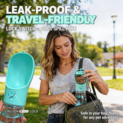Ultimate 3-in-1 Leak-Proof Pet Water Bottle - 20 Oz Travel Container with Built-In Poop Bag Dispenser for Dogs - Ideal for Hiking & Outdoor Adventures!