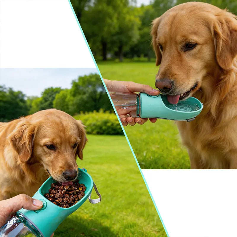 Ultimate 3-in-1 Leak-Proof Pet Water Bottle - 20 Oz Travel Container with Built-In Poop Bag Dispenser for Dogs - Ideal for Hiking & Outdoor Adventures!